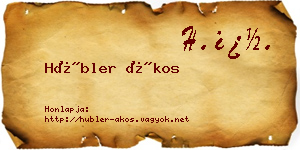 Hübler Ákos névjegykártya